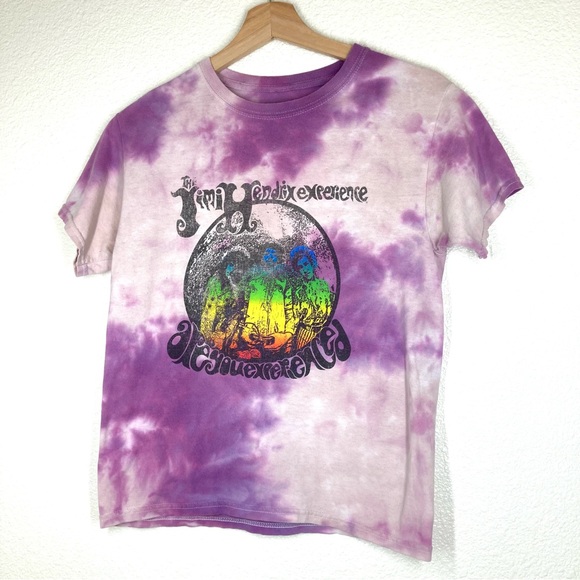 Jimi Hendrix Tie dye Tee Shirt Small Urban Outfitters   Purple Cotton Crew Neck - Picture 3 of 11
